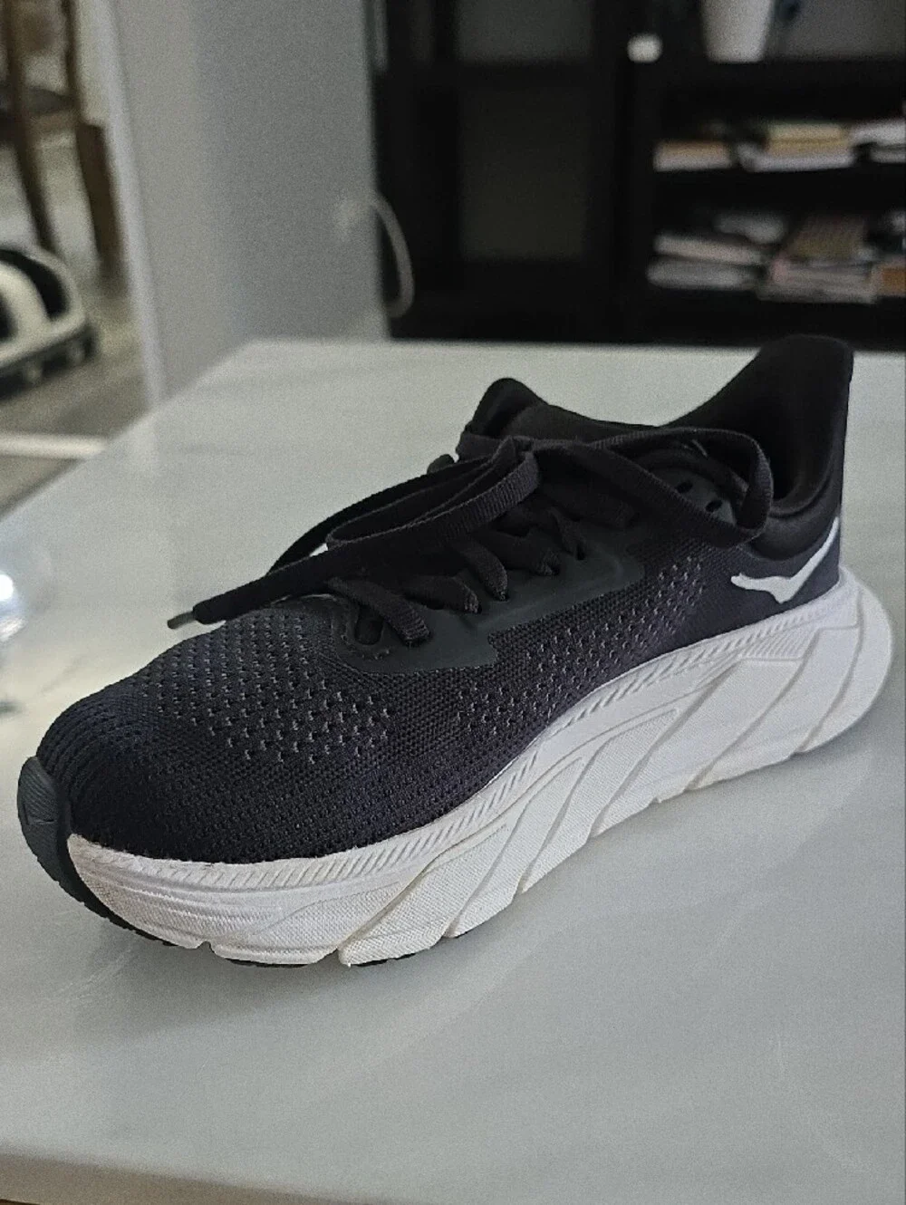 Hoka Black and White Performance Running Shoe